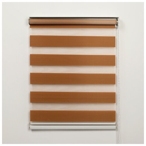 Штора рулонная «День-ночь», 60×180 см (с учётом креплений 3,5 см), цвет коричневый