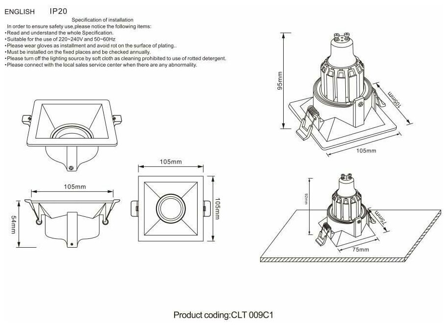 Встраиваемый светильник Crystal Lux CLT 009C1 BL - фотография № 2