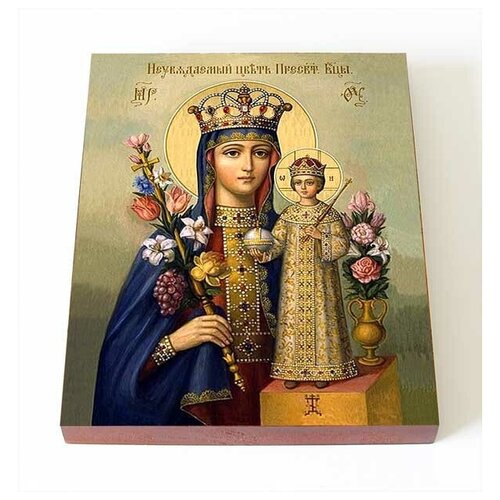 икона божией матери неувядаемый цвет печать 13 16 5 см на доске Икона Божией Матери Неувядаемый Цвет, на доске 8*10 см