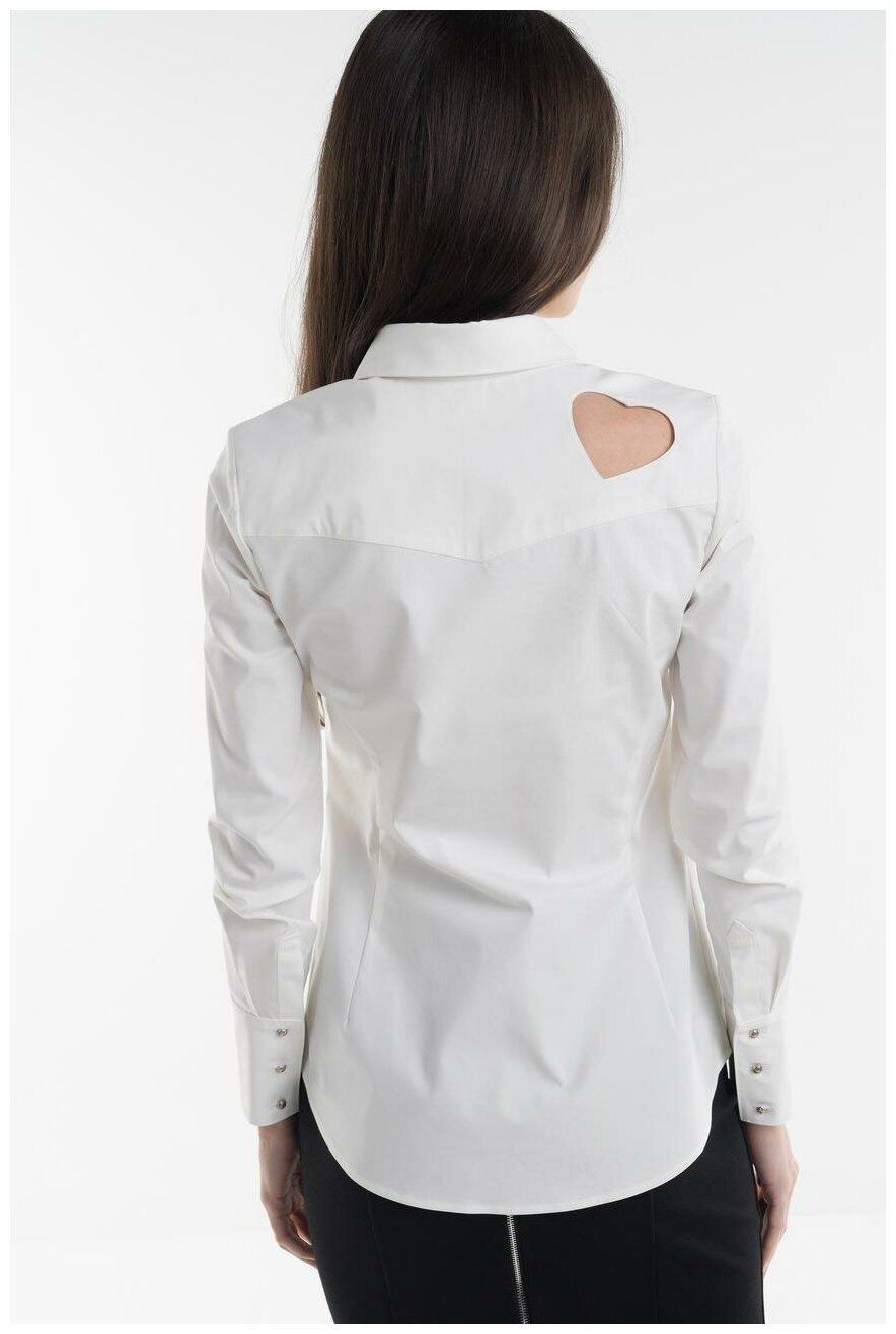 Рубашка прилегающая с сердцем на спине Lapshina L0501 Белый 42 - фотография № 4