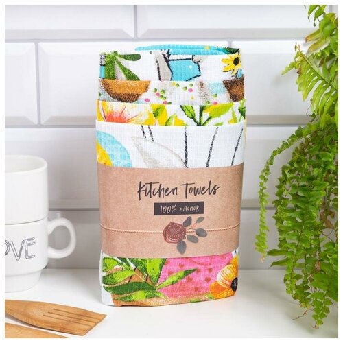 фото Набор полотенец кух. "доляна" пасхальные забавы 35х60см-4шт, 100% хл 5511238