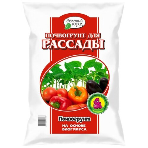 почвогрунт на основе биогумуса зеленый город для комнатных растений 10 л Почвогрунт на основе биогумуса Рассада, Зеленый город, 10 л