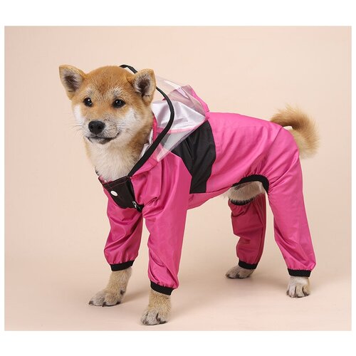 Дождевик для собаки с капюшоном розовый Размер XS (Грудь: 25-30 см, Шея: 22 см, Длина: 21 см, Вес: 1-1,5 кг))