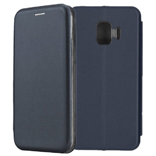 фото Чехол-книжка для samsung galaxy j2 pro 2018 темно-синий full cover