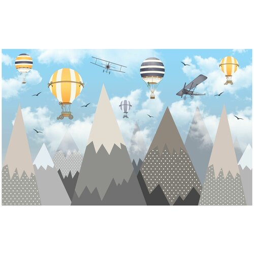 Фотообои Уютная стена Многочисленные летательные средства над горами 430х270 см Виниловые Бесшовные (единым полотном)