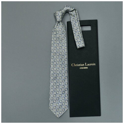 Стильный серый галстук в кружочек Christian Lacroix 836886
