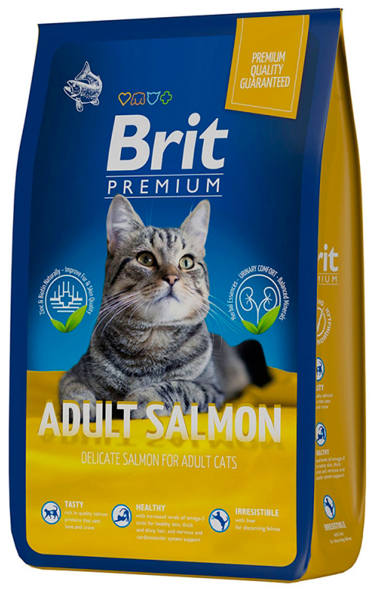 Сухой корм BRIT PREMIUM CAT ADULT SALMON для взрослых кошек с лососем (0,4 кг)