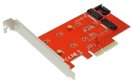 PCI-Express переходник Orient C296 4x PCI-E 3.0 NGFF M.2 SSD+SATA кбель в комплекте