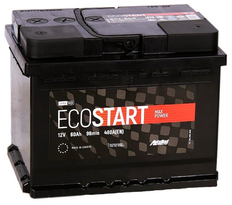 Автомобильный аккумулятор ECOSTART 60R