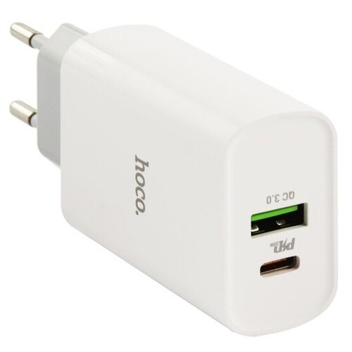 фото Сетевое зарядное устройство hoco c80a rapido usb+type-c pd20w+qc3.0, белый