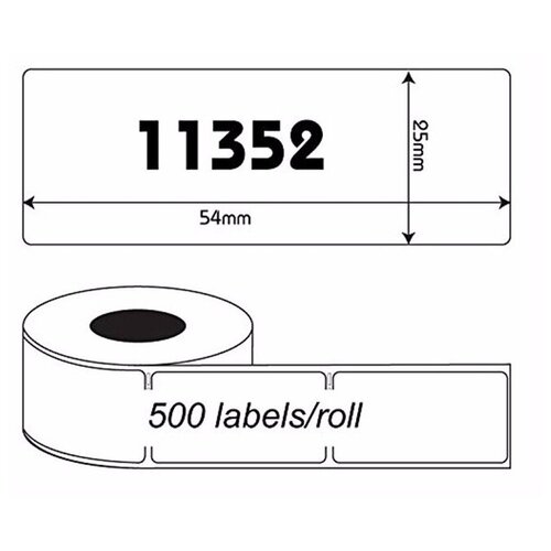 Комплект лент для печати наклеек BYZ 11352 / S0722520 для принтеров Dymo Label Writer LW450, LW400, LW310, LW320, 25х54мм, (2 рулона по 500 этикеток)