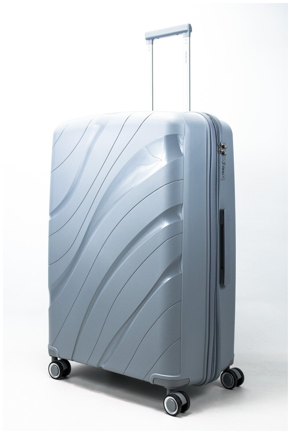 Чемодан Sweetbags большой из полипропилена (волны) с расширением серый на 4-х колесах с TSA замком 