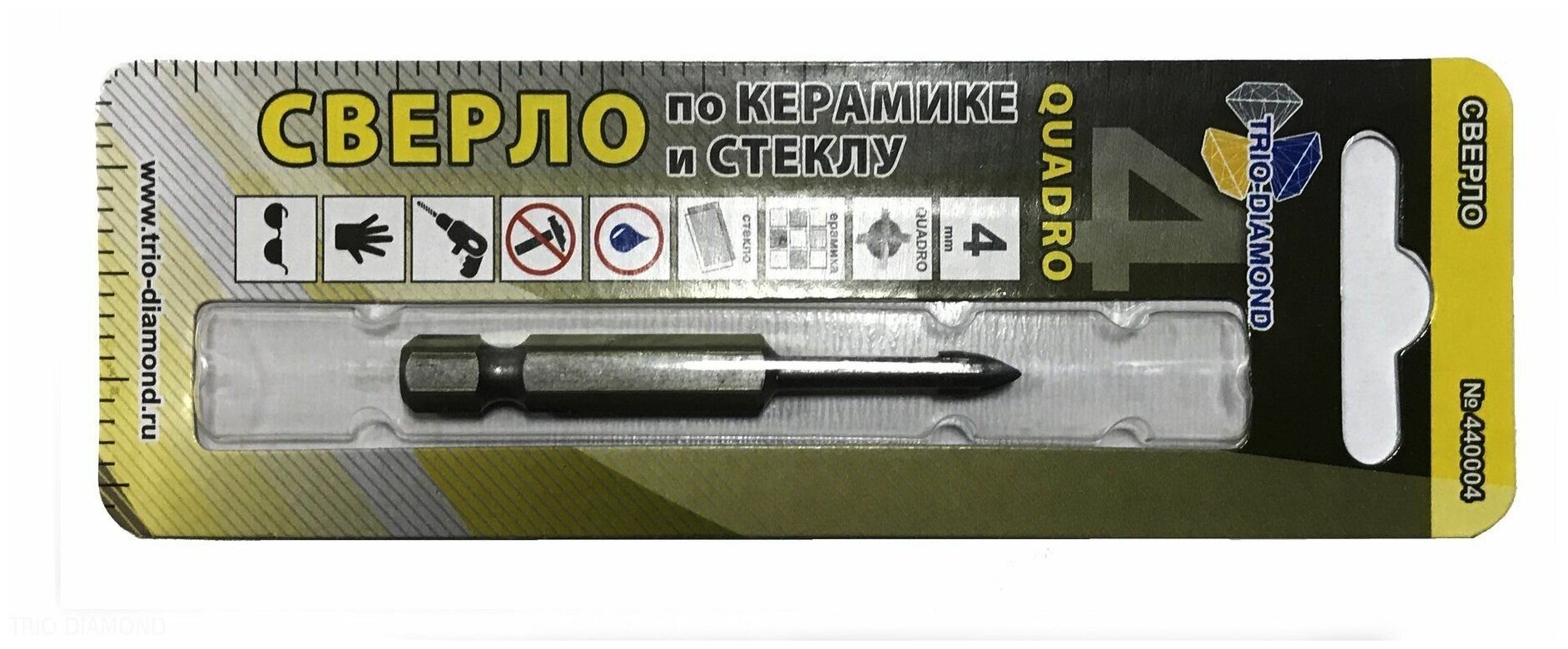Сверло по керамике и стеклу Trio-Diamond Quadro 4мм 440004
