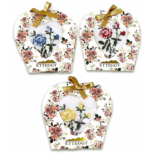 фото Подарочный набор носовых платков "розы", 28*28 см, 3 уп. по 1 шт. gerasim