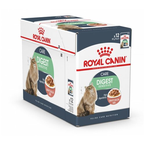 royal canin digest sensitive кусочки в соусе для кошек с чувствительным пищеварением 85 гр 6 уп Royal Canin Digest Sensitive Консервированный корм для кошек с чувствительным пищеварением кусочки в соусе, 12 x 85 г