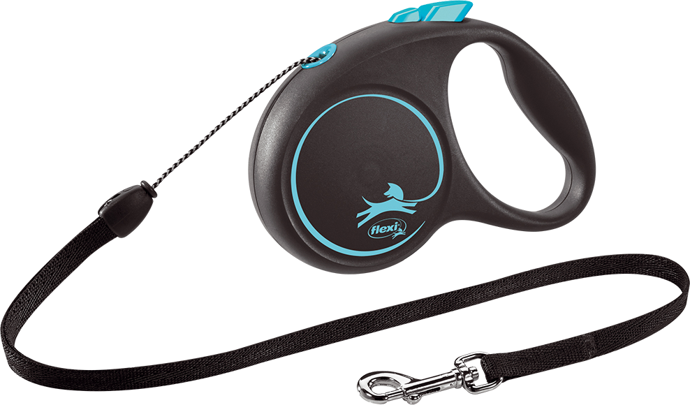 Поводок-рулетка Flexi Black Design cord S 5m 12 kg blue