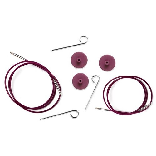 тросик для спиц knit pro 10501 длина 60 см общая длина 35 см фиолетовый Аксессуары Knit Pro Тросик (заглушки 2шт, ключик) для съемных спиц, длина 56 (готовая длина спиц 80)