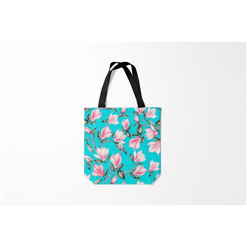 фото Сумка-шоппер / 40х40 см / девушкам / цветочки и бабочки весна. цветение магнолии. burnettie