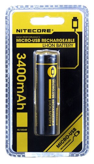 Аккумулятор NITECORE NL1834R 3400 18650 USB аккумулятор с защитой