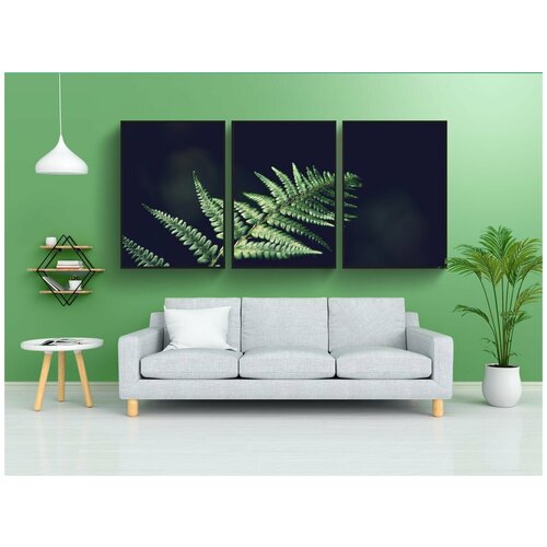 фото Набор модулных постеров для интерьера "папоротник, лист, лес" 60x90 см. в тубусе, без рамки lotsprints