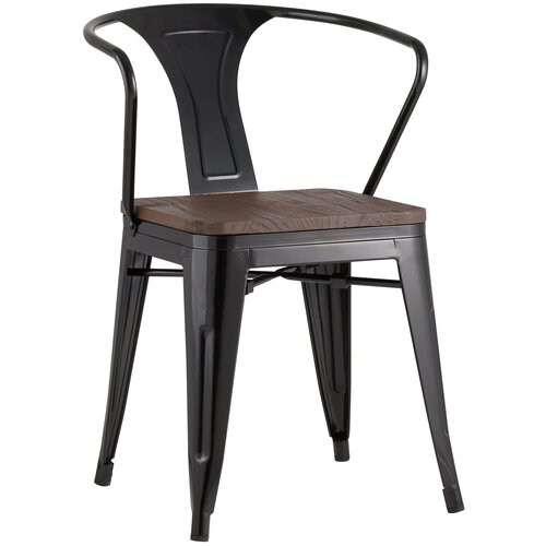 фото Стул tolix arm wood с подлокотниками черный stool group