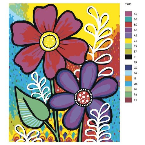 Картина по номерам Т280 Кислотные цветы 40x50