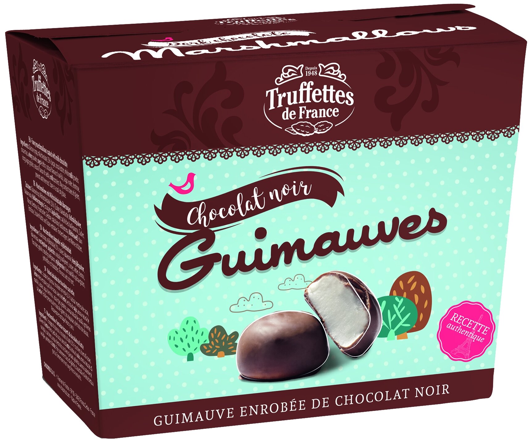 GVE1083 Chocmod Truffettes de France Marshmallows coated milk chocolate Зефир покрытый мол. шоколадом 200г - фотография № 1