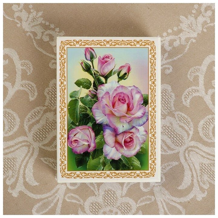 Шкатулка «Нежные розы», белая, 10×14 см, лаковая миниатюра 3696420