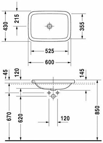 Раковина белая Duravit DURASTYLE 0372600000 - фотография № 3