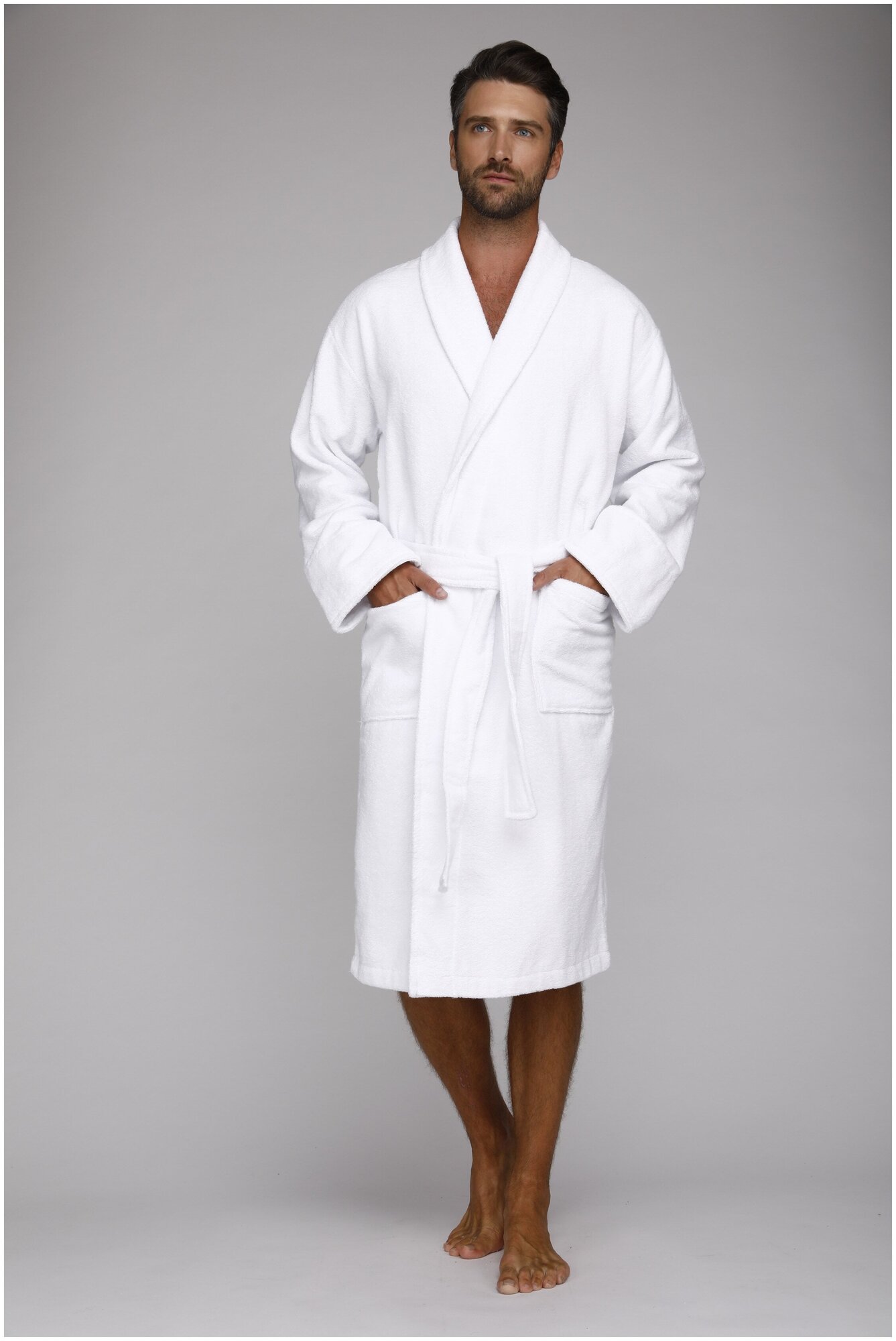 Мужской банный халат Arctic White (Е 363) размер XL (54-56), белый - фотография № 3