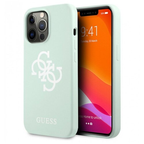 фото Чехол cg mobile guess liquid silicone 4g big logo hard для iphone 13 pro, цвет голубой (guhcp13lls4gwbl)