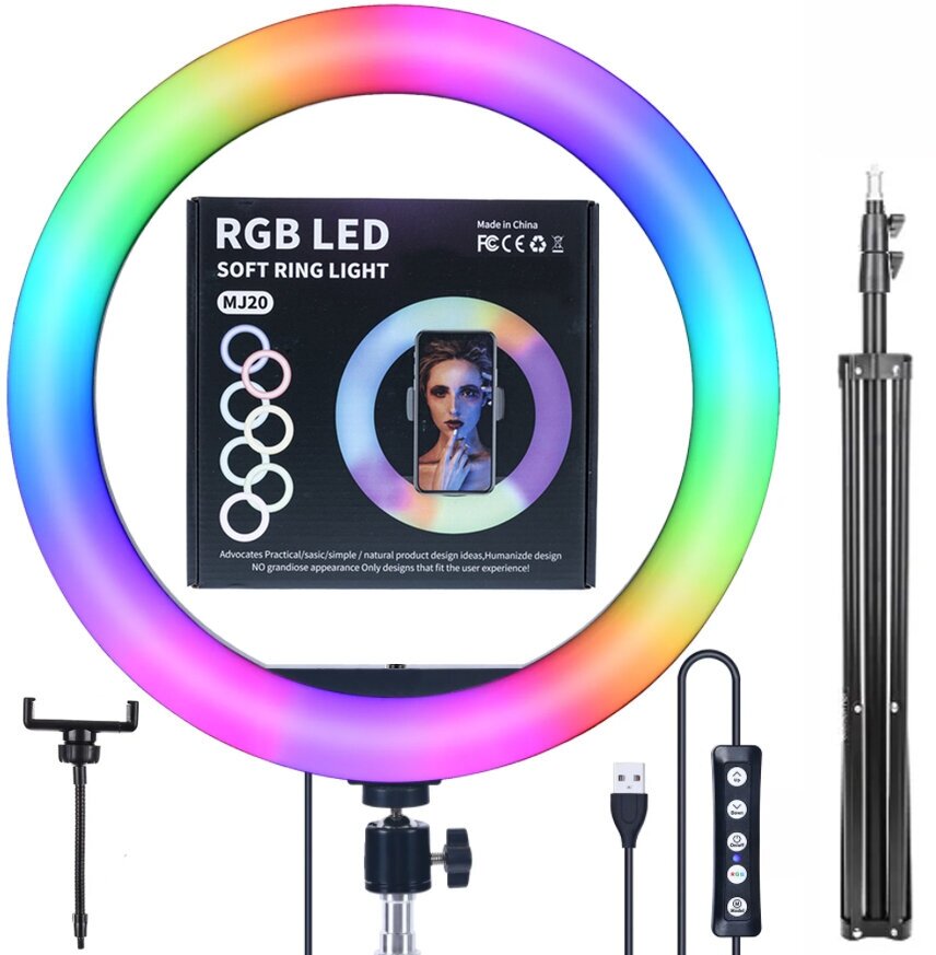 RGB LED SOFT RING LIGHT MJ20 кольцевая светодиодная лампа