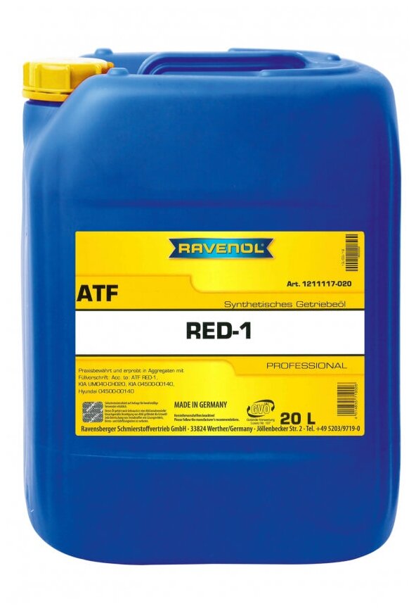 Трансмиссионное масло RAVENOL ATF RED-1 (20л) new