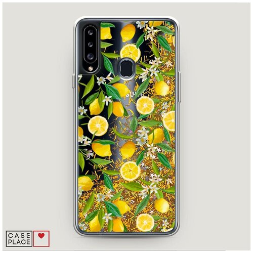 фото Чехол жидкий с блестками samsung galaxy a20s сочные лимоны case place