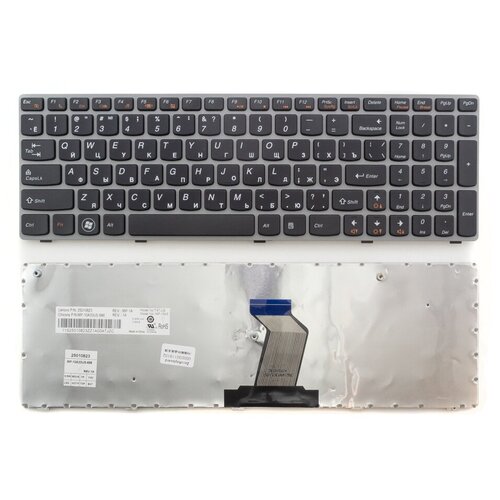 Клавиатура для ноутбука Lenovo G570 черная с серой рамкой 1180₽