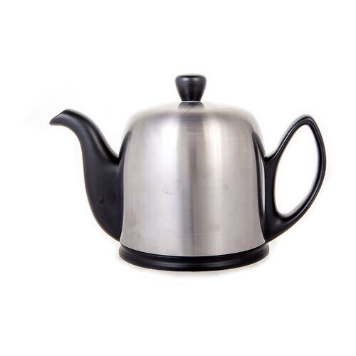 фото Фарфоровый черный заварочный чайник на 4 чашки с стальной крышкой. salam mat black 211992 , 700 мл, degrenne degrenne 