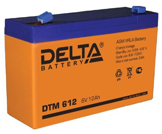 Аккумулятор Delta DTM 612 DTM612 (6V 12Ah)