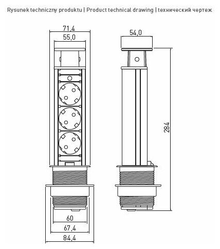 Удлинитель выдвижной 3 розетки AE-BPW3S60U-20 (Schuko) 2xUSB, черный, с проводом 1,5 метра GTV - фото №3