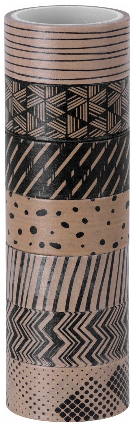Клейкие WASHI-ленты для декора кофейные цвета 15 мм х 3 м 7 цветов рисовая бумага остров сокровищ 661706