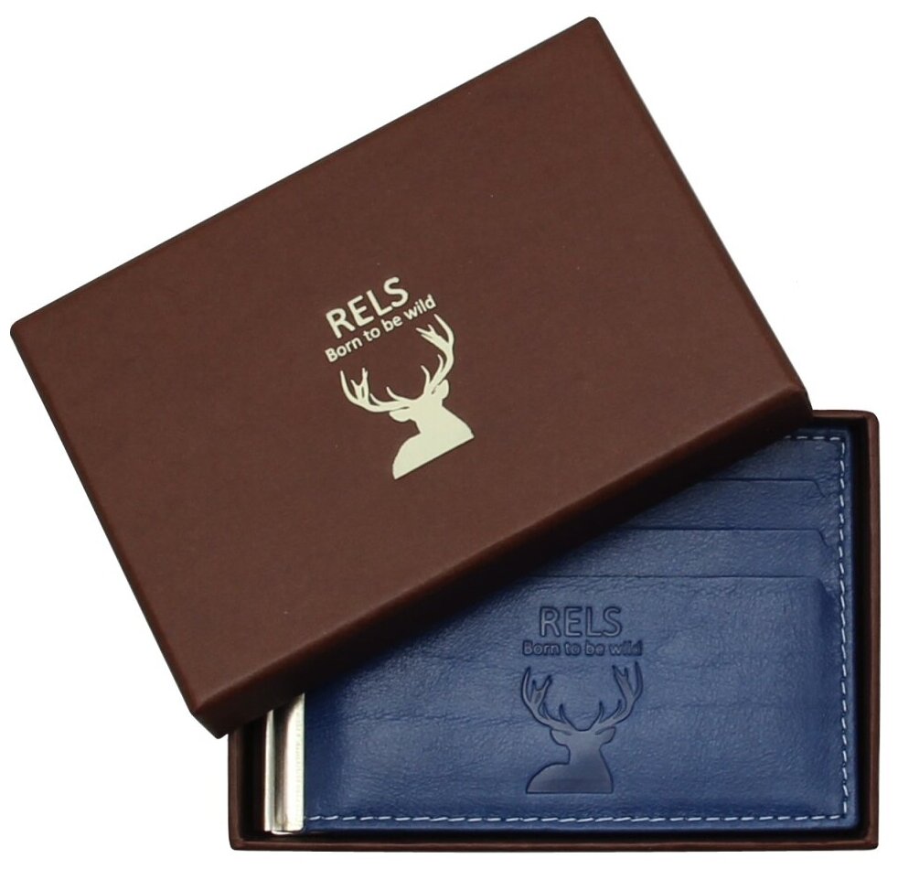 Зажим для купюр RELS, фактура гладкая, синий — фото 1