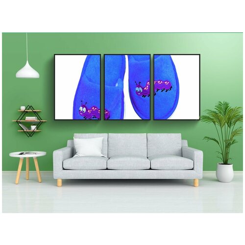 фото Набор модулных постеров для интерьера "домашние тапочки, дети, веселье" 60x90 см. в тубусе, без рамки lotsprints