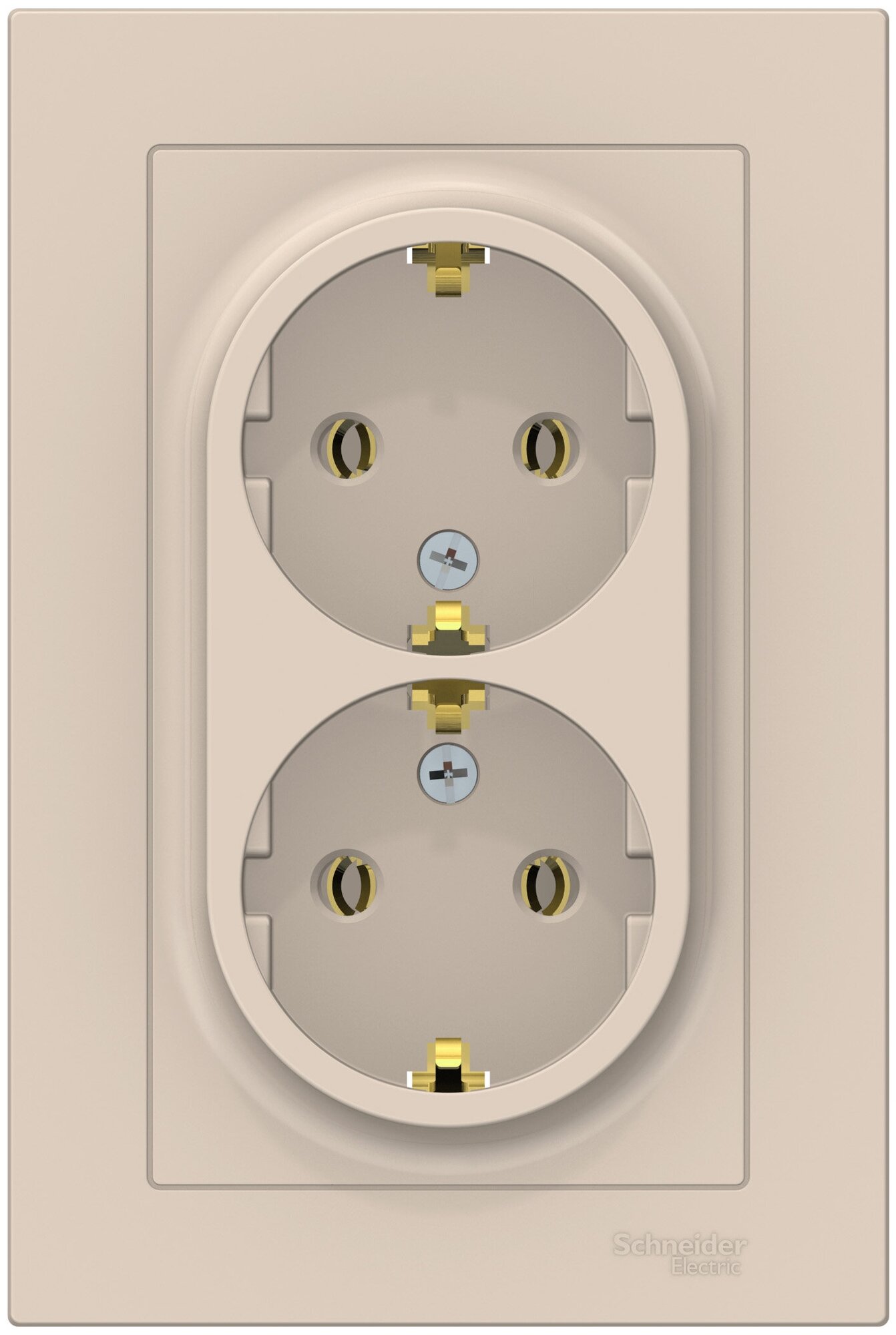 Розетка двойная с заземлением в сборе Systeme Electric AtlasDesign 16А бежевая ATN000224