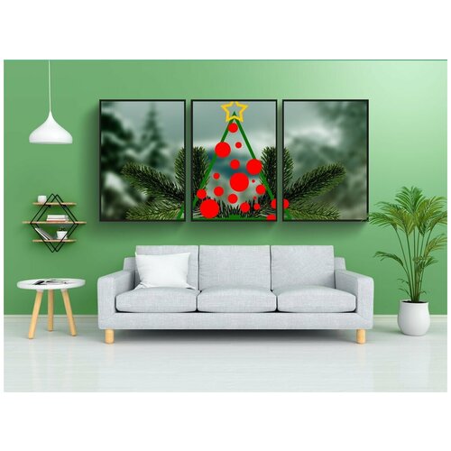 фото Набор модулных постеров для интерьера "рождество, рождественская елка, ель" 60x90 см. в тубусе, без рамки lotsprints