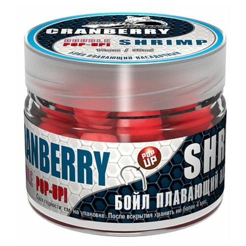 Бойлы насад. плав. двух цв. Sonik Baits CRENBERRY-SHRIMP Fluo Pop-ups 14мм 90мл бойлы насадочные тонущие sonik baits cranberry 14мм 90мл