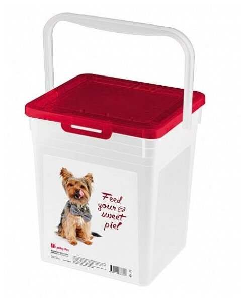 Контейнер для корма LUCKY PET 8л собаки (Бордовый) - фотография № 1