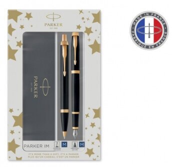 Набор ручек Parker IM Core FK221 (CW2093216) Black GT M сталь нержавеющая подарочная коробка ручка перьевая, ручка шариковая - фотография № 7