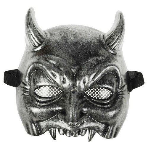 карнавальная маска чёрт цвет серебряный Карнавальная маска Чёрт, цвет серебряный