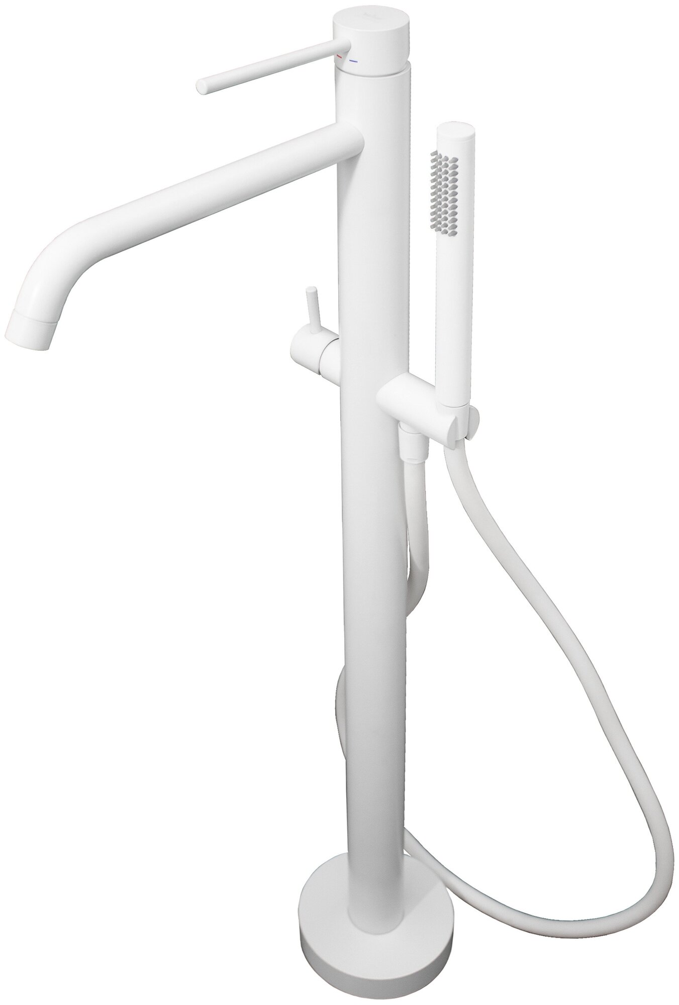 Смеситель Paffoni, серии LIGHT, для ванны напольный с душем MASTER из металла и шлангом из PVC 1500мм, без базы, Белый матовый LIG032BO