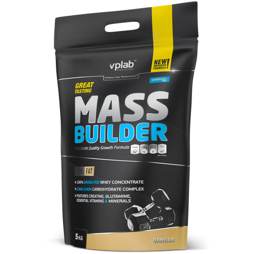 Гейнер vplab Mass Builder, 5000 г, ваниль