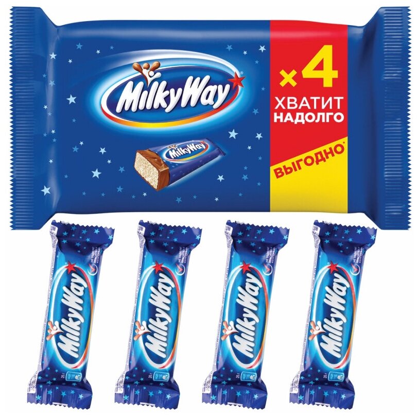 Шоколадный батончик Milky Way, 4штx26г/уп